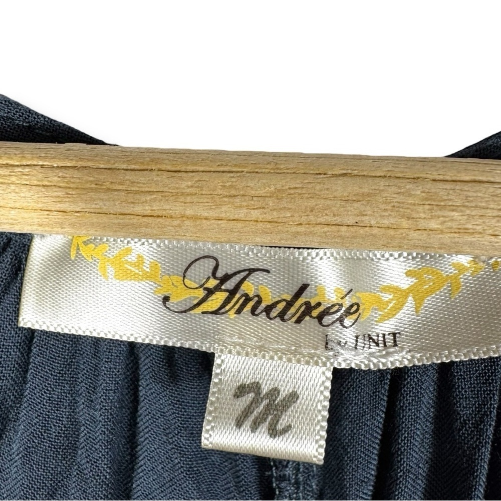 Andree By Unit High Neck Embroidered Tie Neck Tank, Midnight Blue, Size Medium - Picture 7 of 11